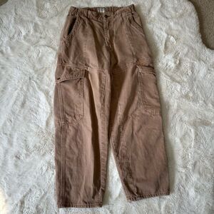 Free People tan baggy wide leg skater style cargo pants
